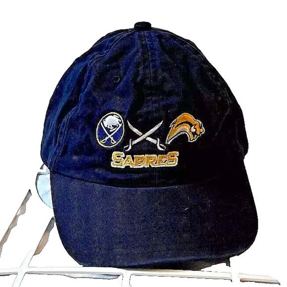 New Era Buffalo Sabres Strapback Dad Hat/Cap Blue Old & New Logos NHL - Picture 1 of 8
